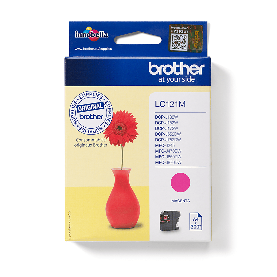 Oriģinālā Brother LC121M tintes kasetne - fuksīna krāsa